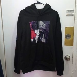 Men's black anime hoodie size extra large but runs small so I more like medium
